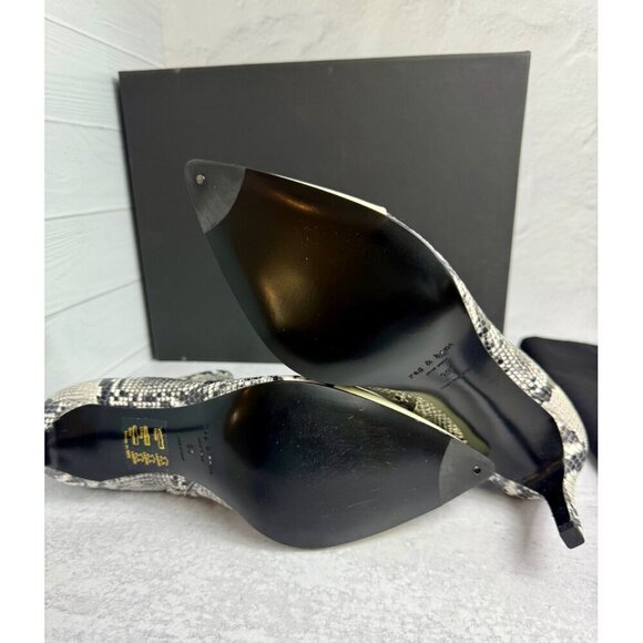 RAG & BONE Ankle Boot Black &‎ White Snakeskin Stiletto Size 39 EU/ 9 US New - Picture 9 of 10
